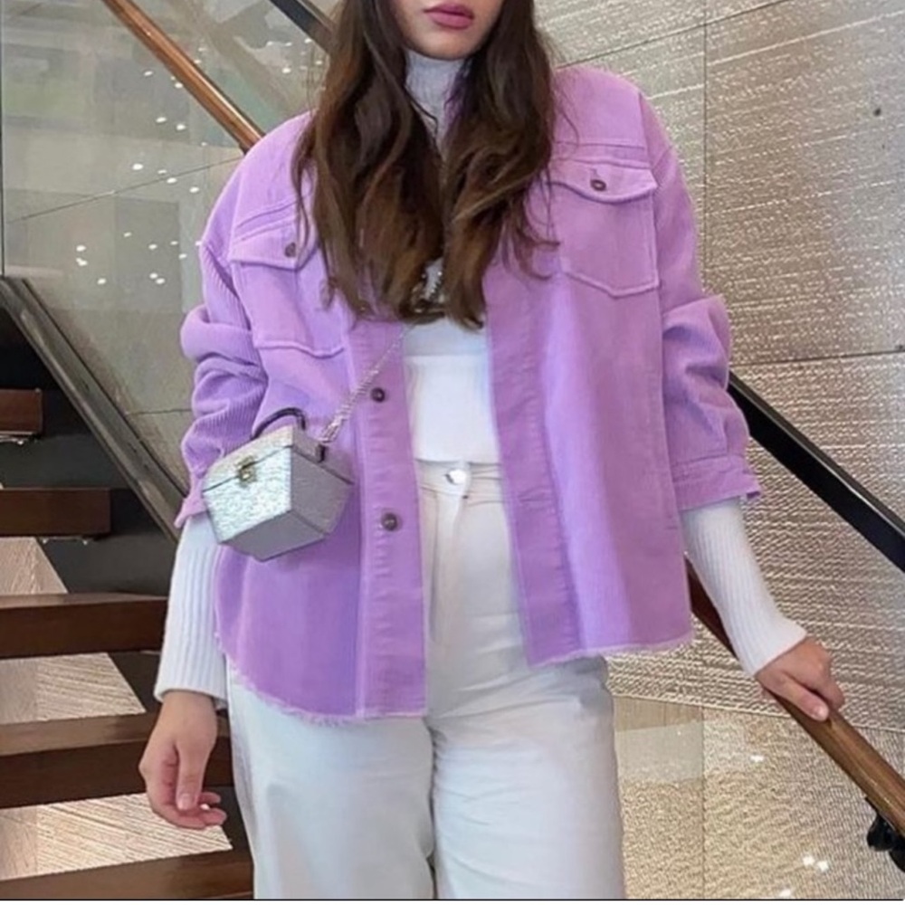 Zara Corduroy lilac purple jacket Small